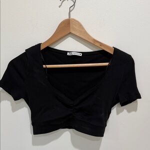 Zara Elegant Black Crop Top